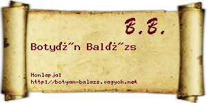 Botyán Balázs névjegykártya